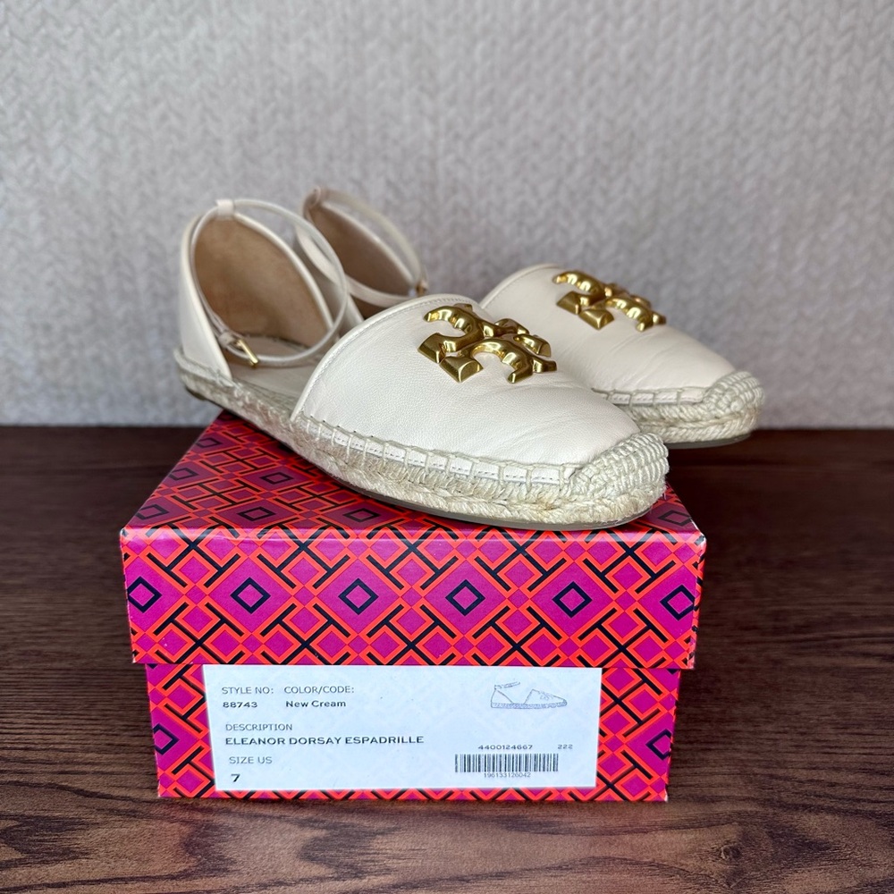 Tory Burch Eleanor D’Orsay Espadrille in New Cream Size 7
